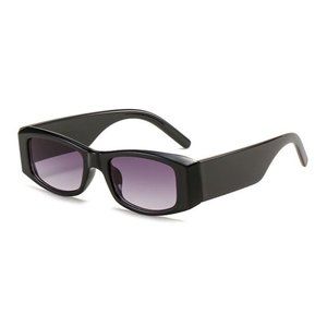 Purple Tint Small Black Square Frame Swift Men Women Rectangle Sunglasses